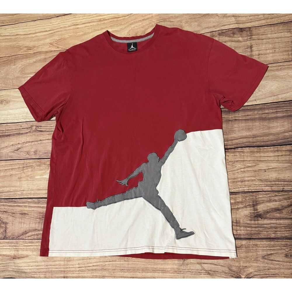 Vintage Jordan Shirt Adult XL Nike Red White Jump Man Cotton Basketball Mens